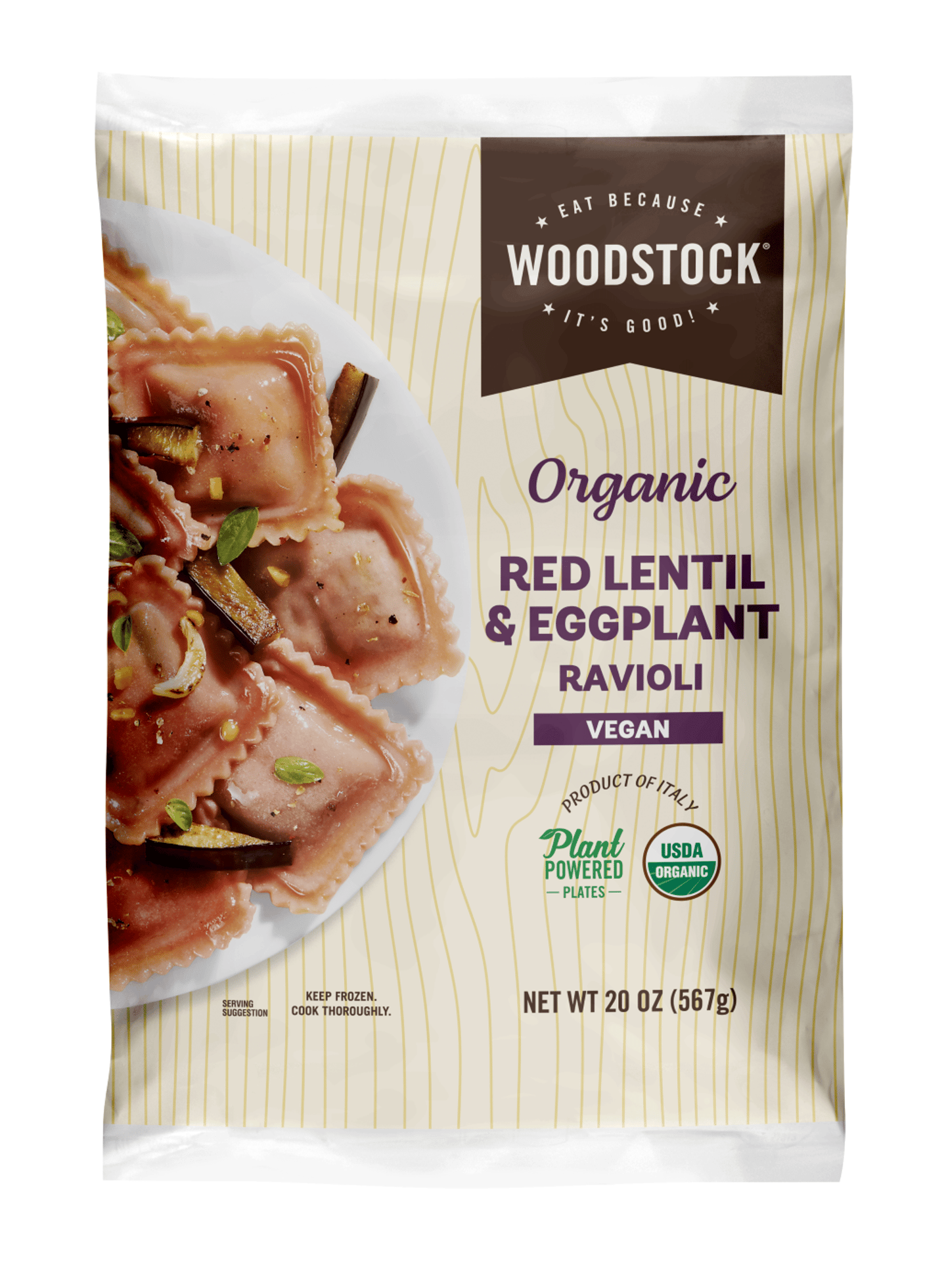 Woodstock Red Lentil  and Eggplant Ravioli